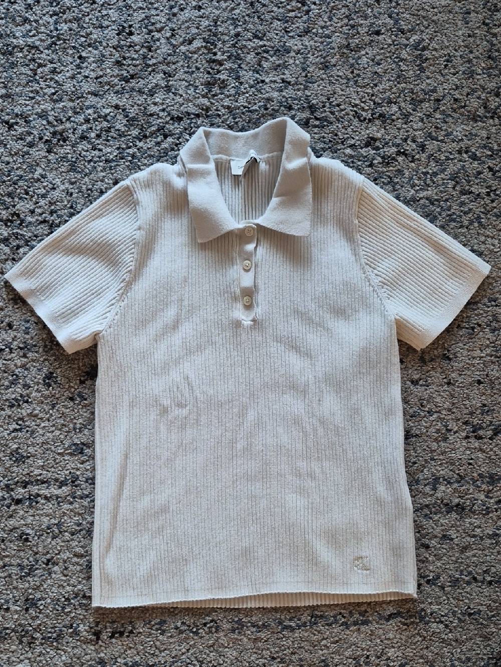 Calvin Klein Jeans Cream Ribbed Short-Sleeve Polo